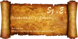 Szekretár Edvin névjegykártya